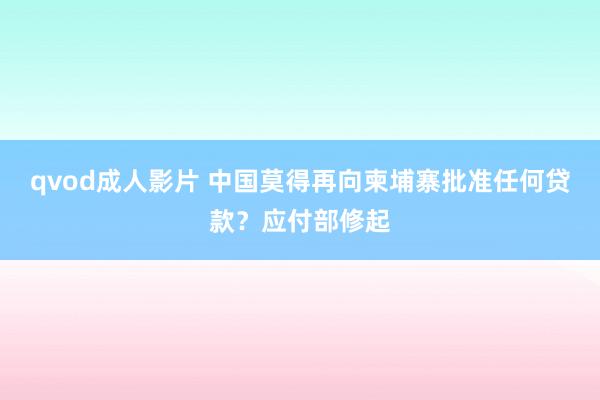 qvod成人影片 中国莫得再向柬埔寨批准任何贷款？应付部修起