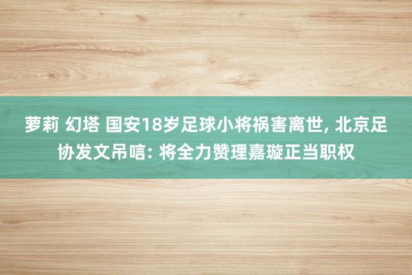萝莉 幻塔 国安18岁足球小将祸害离世， 北京足协发文吊唁: 将全力赞理嘉璇正当职权