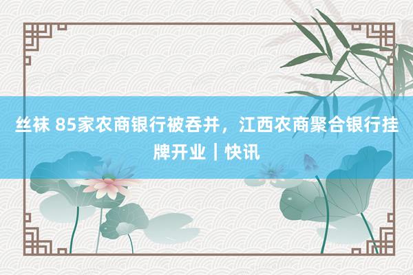 丝袜 85家农商银行被吞并，江西农商聚合银行挂牌开业｜快讯