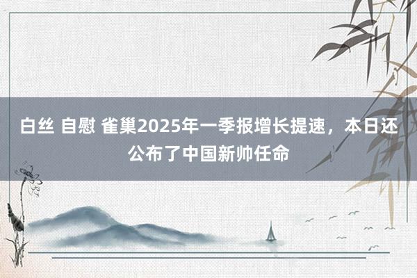 白丝 自慰 雀巢2025年一季报增长提速，本日还公布了中国新帅任命