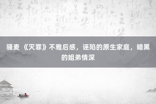 骚麦 《灭罪》不雅后感，诬陷的原生家庭，暗黑的姐弟情深